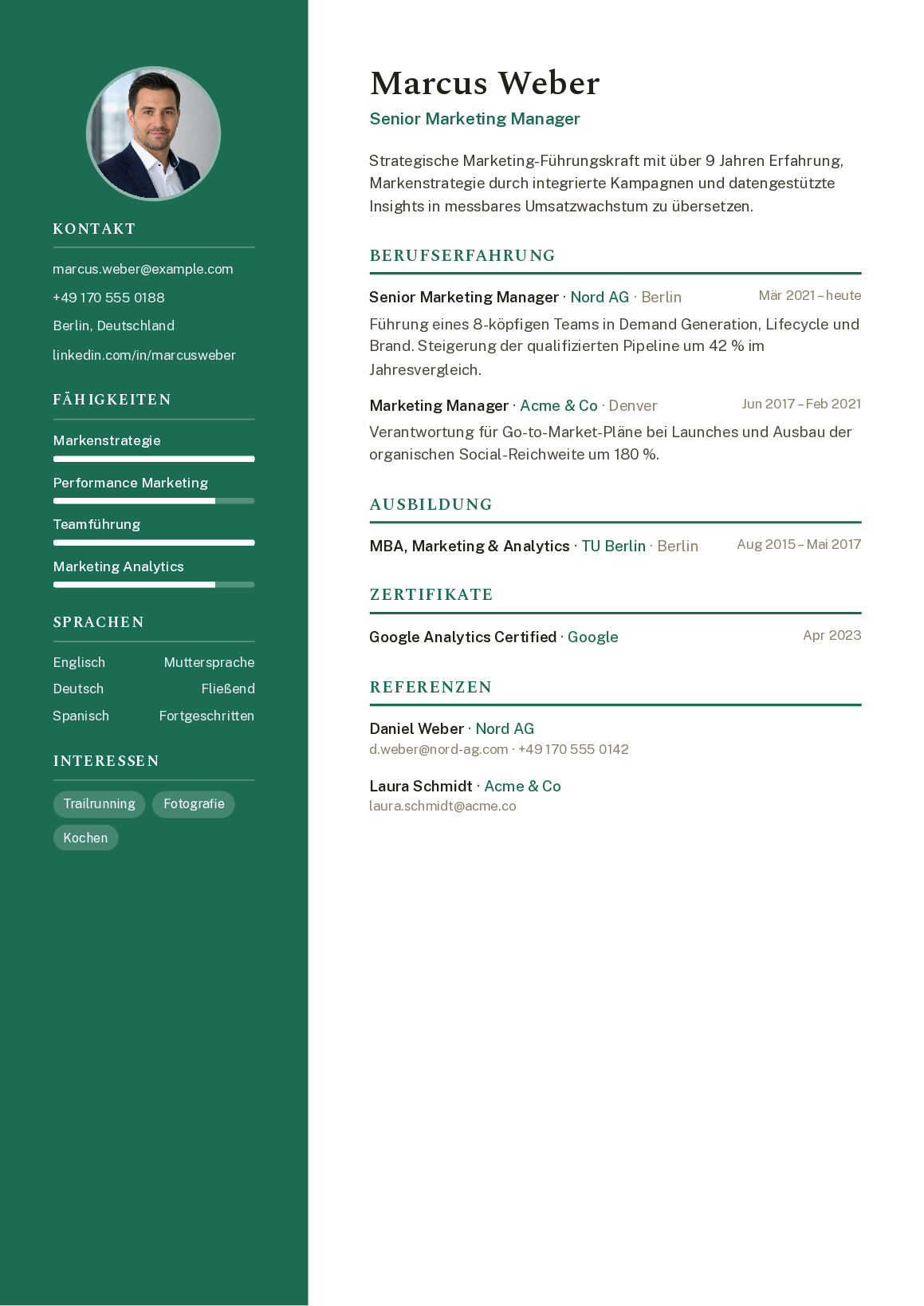 Reverse-chronological CV template